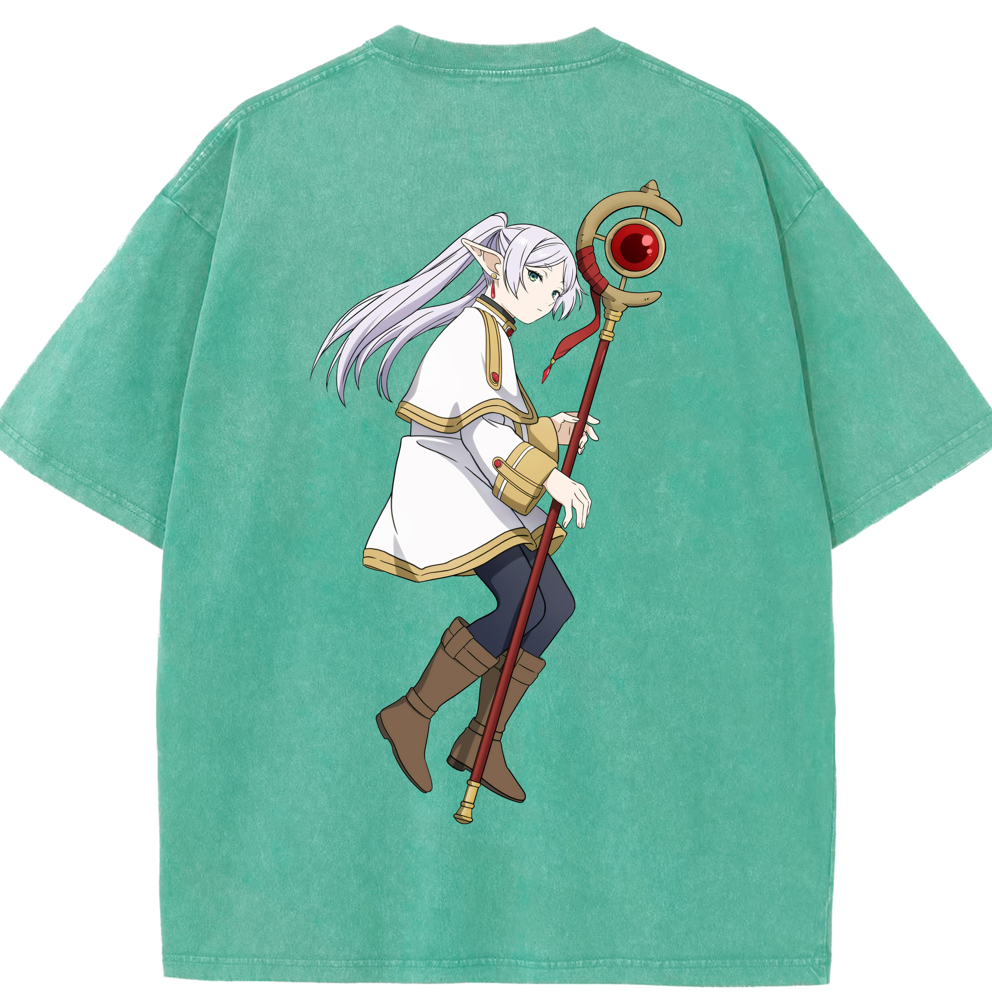 （画像用） 葬送のフリーレン Frieren 綿100% ヴィンテージ風 半袖Tシャツ（背面プリント）